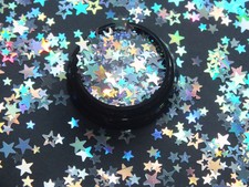 2g Holographic SILVER 'Hocus Pocus' Stars Nail Art Glitter Slime Sequins