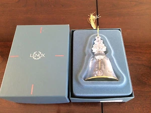 LENOX CRYSTAL Christmas Tree Bell Ornament Gold Trim MINT original box - Picture 1 of 3