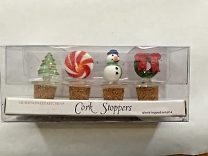 Crate & Barrel Art Glass Wine Bottle Stopper/Cork Christmas Set Of 4  New in Box - Picture 1 of 3