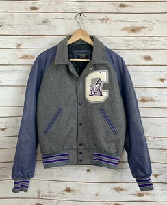 Texas Chenille by Caliber Purple Gray Leather Letterman’s Jacket  Cosmetology - Picture 1 of 5