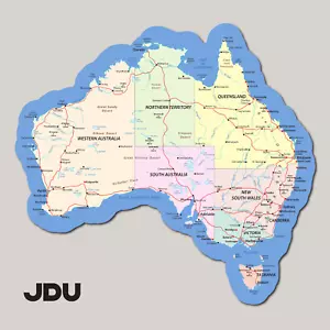 Australia Road Map Vinyl Sticker Decal Caravan Camping Table Outdoor Large 27cm - Picture 1 of 6
