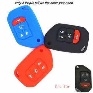 4 Buttons Silicone Flip Smart Key Case Cover for 2018 2019 Jeep Wrangler JL JLU - Picture 1 of 5