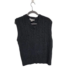 Gap Clothing Co. Sweater Vest Cable Knit Sleeveless Gray Wool Blend M - Picture 1 of 4