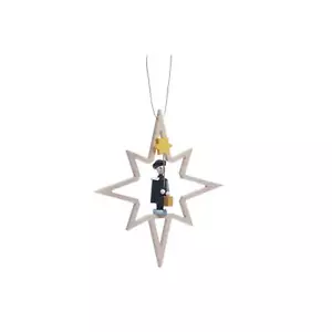 Christbaumschmuck Holzstern mit Kurrendesänger / Stern ø 10 cm NEU Weihnachten - Picture 1 of 2