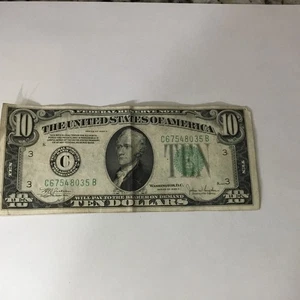1934 C $10 Dollar Bill. Bank Of Philadelphia. Circulated - Picture 1 of 10