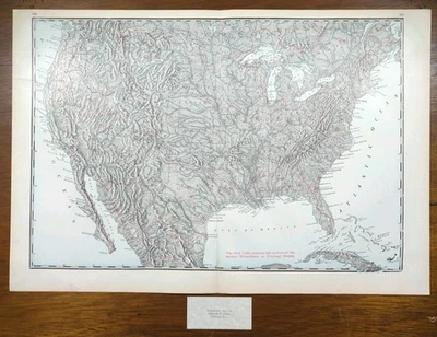 Vintage 1911 TOPOGRAPHICAL UNITED STATES Map 22"x15" Old Antique Original USA DC - Image 1 of 4