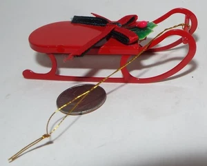 This is a Very Nice Metal Christmas Tree Decoration Sled in Red # 2 - Picture 1 of 5