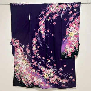Kimono Furisode 167cm Silk Tall Size Coming of Age Ceremony Traditional - Picture 1 of 10