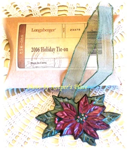 Longaberger 2006 Holiday Poinsietta Basket Tie On Ornament w/ Ribbon New Box - Picture 1 of 2