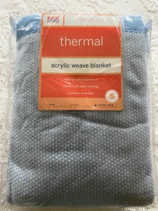 Martha Stewart Everyday Vintage Light Blue Queen/King Acrylic Blanket NEW - Picture 1 of 5
