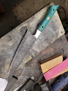 9 Zoll Go Mai K-Tip Kochmesser mit blauem und grünem Micarta Griff - Bild 1 von 6