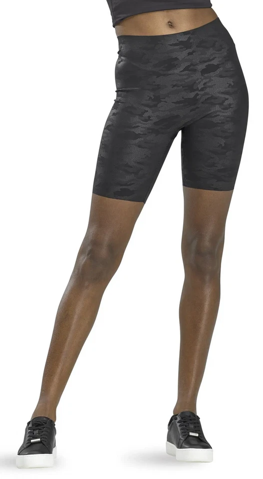 HUE Sleek Effects Black Camo High Rise Bike Shorts Black medium U22461