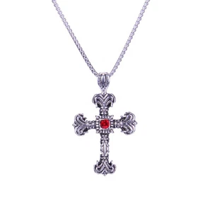 Fashion Cross Necklace Stainless Steel Gothic Cross Pendant Chain Jewelry Gift - Picture 1 of 18