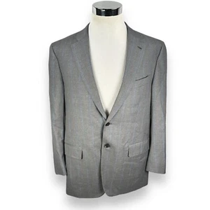 ISAIA Nuova Base S Blazer Jacket Mens US 46R Grey Blue Pinstripe Single Breasted - Picture 1 of 10