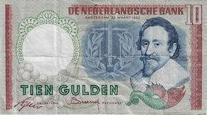 NETHERLANDS Netherlands Billet 10 GULDEN 1953 Pick p 85 VF - Picture 1 of 2