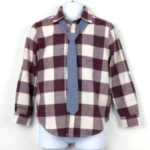 Sovereign Code Shirt w/Tie Boys Burgundy/cream plaid long/tab sleeve size 4(NWT) - Picture 1 of 12