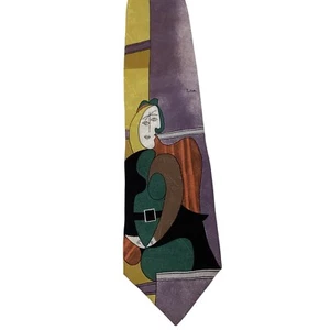 PICASSO Men's 100% Silk Necktie ITALY Designer THE RED ARMCHAIR Multi-Color NWT - Picture 1 of 3