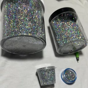 Silver Holographic RAINBOW Metal Flake .025” X LARGE auto paint 2oz 2 ounces - Picture 1 of 20