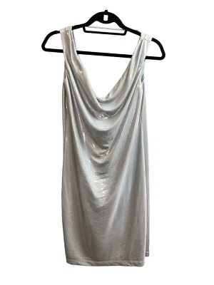 Top túnica David Meister plateado metálico sin mangas talla 2 Foto 1 de 4