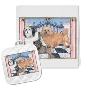 Lowchen Kitchen Dish Towel and Pot Holder Gift Set - Picture 1 of 1