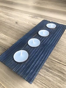 Rustic Handmade Wood Tea light Holder - Picture 1 of 5