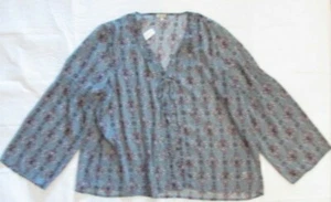 Eyeshadows Women's 3X Greenish Gray Blouse - Picture 1 of 5