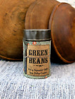 Antique Pantry Tin Green Calico Sleeve Toy Tin Fork Green Beans Free Shipping