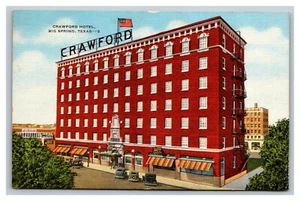 Vintage 1951 Advertising Postcard - Antique Cars Crawford Hotel Big Spring Texas - Picture 1 of 2