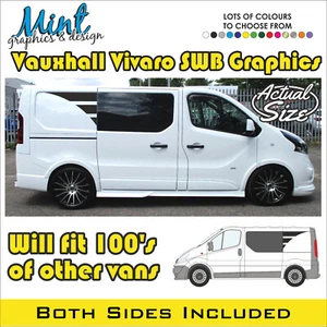 SWB VAUXHALL VIVARO cámper rayas laterales calcomanías pegatinas gráficos furgoneta SIN P&P 189 - Imagen 1 de 4