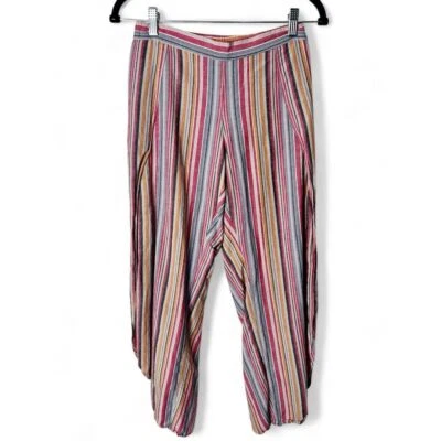 Drew Anthropologie - Pantalones para mujer con dobladillo dividido de tulipán a rayas brillantes - Talla S Foto 1 de 4