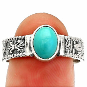 Sleeping Beauty Turquoise - USA 925 Sterling Silver Ring s.9 Jewelry R-1058