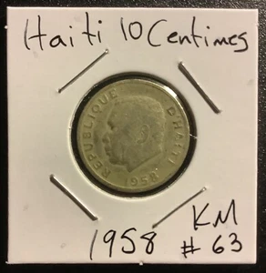 1958 Haitian 10 Centimes Coin - Picture 1 of 2