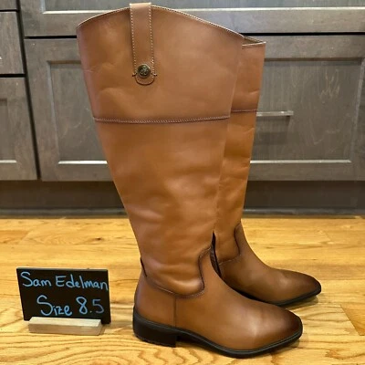 New NWOB Womens Sam Edelman Drina Brown Leather Knee High Riding Boots Size 8.5 - Image 1 of 4
