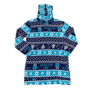 Joe Boxer Shirt Women's M Blue Striped Bah Humbug Long Sleeve Christmas Pullover - Picture 1 of 8