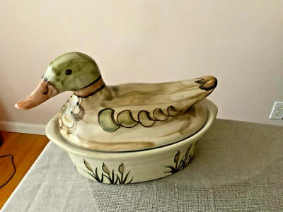 Louisville Gres Pato Cazuela Plato Cuenco Gres Tureen Hornear Tapa 12" Foto 1 de 4