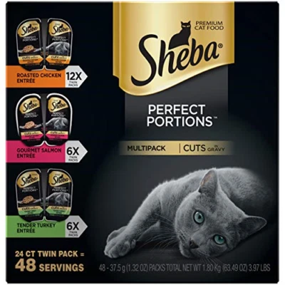 SHEBA PORCIONES PERFECTAS Cortes de comida húmeda para gatos en pollo asado con salsa, paquete gourmet, Foto 1 de 4