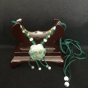 Elegante handgefertigte Damen orientalische chinesische Jade Blume verstellbare Halskette jneck5 - Bild 1 von 6