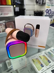 Mini Karaoke Machine Kids with 1 Microphone Portable Bluetooth Speaker with LED - Picture 1 of 6