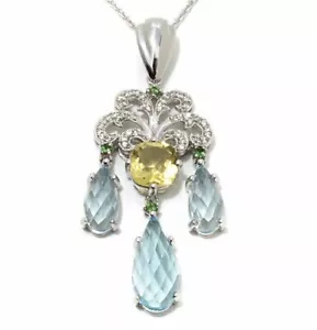 Colgante de araña Meher's Jewelry SS azul cielo topacio, cuarzo limón y candelabro Tsavorite - Imagen 1 de 3