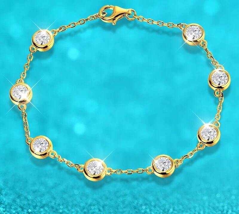 1ct Tennis Bracelet Yellow Gold Diamond Test Pass Lab-Created VVS1/D/Excellent - Image 1 of 4