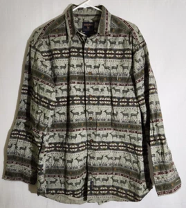 Woolrich Olive Deer Southwest Aztec Herren Hemd Langarm Knopfleiste Größe L - Bild 1 von 9