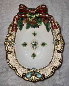 Fitz & Floyd Florentiner Weihnachten 10" ovale Servierschüssel - Bild 1 von 9