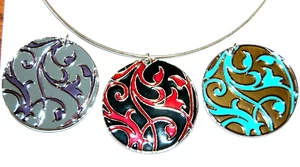 6 IN ONE REVERSIBLE MEDALLION PENDANT CHOKER NECKLACE #E2 FAST USA SHIPPING! - Picture 1 of 10