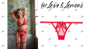 FOR LOVE & LEMONS MARGAUX THONG PANTY RED ROSES EVIE MADELINE ROUGE LACE FAYE S - Picture 1 of 11