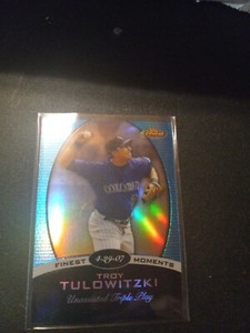 2008 Topps Finest Finest Moments Blue Refractor /299 Troy Tulowitzki #FM-TT