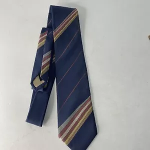 X Andrini cravatta collo uomo seta italiana blu con righe abbronzate festa del papà - Foto 1 di 5