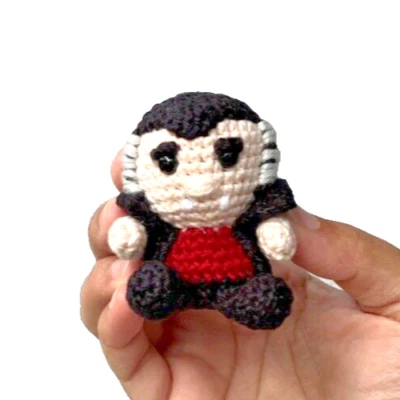 Mini Vampire Crochet - Handmade Halloween Plushy Keychain - Image 1 of 4
