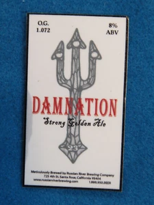 Beer Refrigerator Magnet: RUSSIAN RIVER Brewing Damnation Strong Golden Ale - Picture 1 of 2