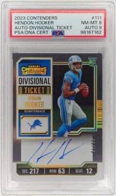 2023 Panini Contenders Hendon Hooker Rookie Ticket Divisional Auto 61/99 PSA8/9 - Image 1 of 2