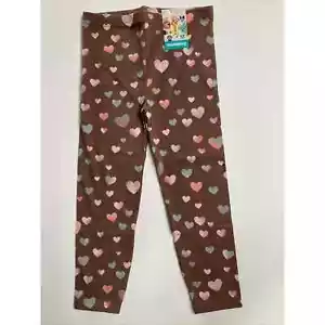 Garanimals Leggings Pants Toddler Girls Size 3T Chocolate Brown Pink Hearts - Picture 1 of 5